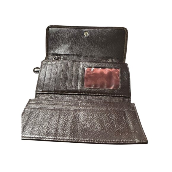 Brighton Women's Brown Leather Floral Embroidered‎ Wallet - Picture 4 of 8